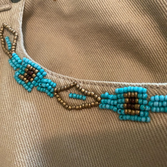 Ralph Lauren tan Pants with Blue beading around pockets and down pant legs - Picture 5 of 5